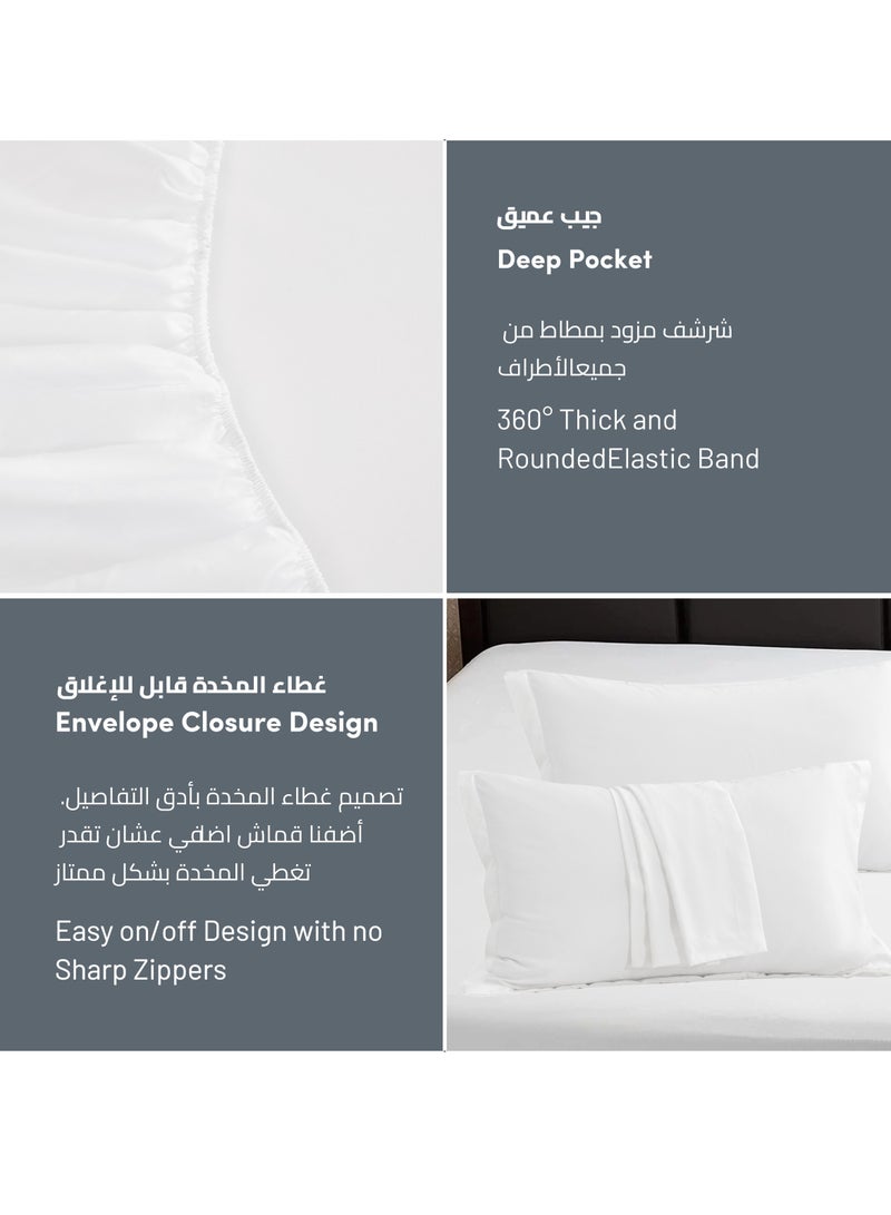 Bedding Fitted Sheet - Fits 90x190 Cm Bed For Single Bed 2 Pcs (1 Fitted Sheet and 1 Pillowcase) - 30 Cm Deep Pocket - Solid Bed Sheet