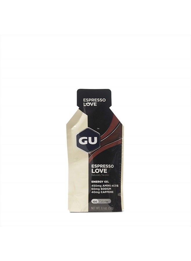 GU Energy Original Sports Nutrition Energy Gel, Vegan, Gluten-Free, Kosher, and Dairy-Free On-the-Go Energy for Any Workout, 24-Count, Espresso Love