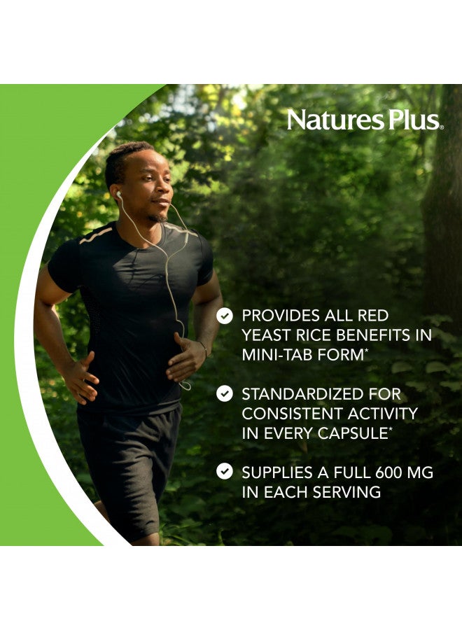 NaturesPlus Herbal Actives Red Yeast Rice, Extended Release - 600mg, 120 Mini Tablets - Herbal Supplement, Cholesterol Support - Vegan, Vegetarian, Gluten-Free - 60 Servings