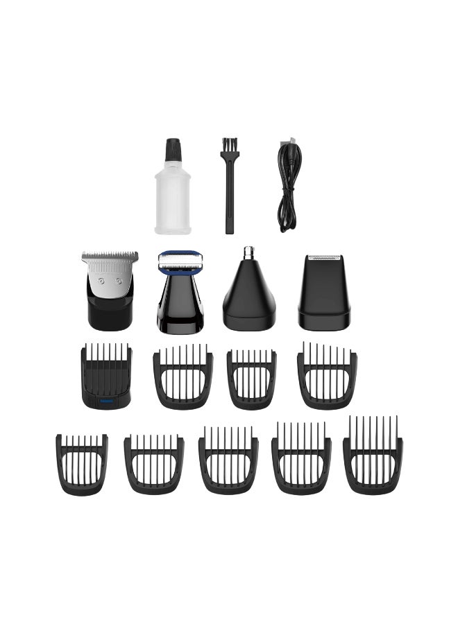 14 In 1 Trimmer And Shaver Kit, 3 Trimmer Heads, Micro Shaver, Body Groomer, Lcd Display, Srm614