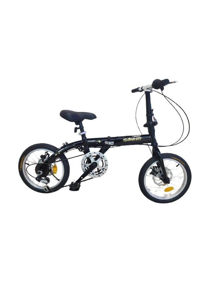 Folding Bike for Men and Women 16 inches Wheel 6 Speed Foldable handlebar Dual disc Brake Spoke Wheel