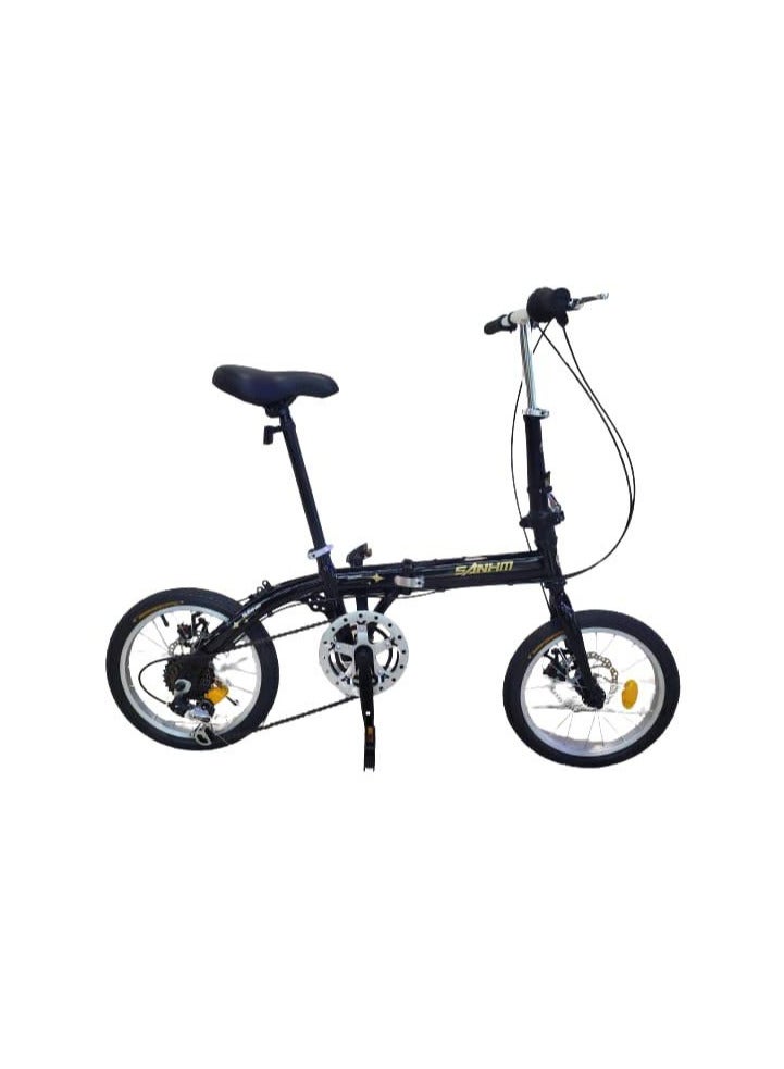 Folding Bike for Men and Women 16 inches Wheel 6 Speed Foldable handlebar Dual disc Brake Spoke Wheel