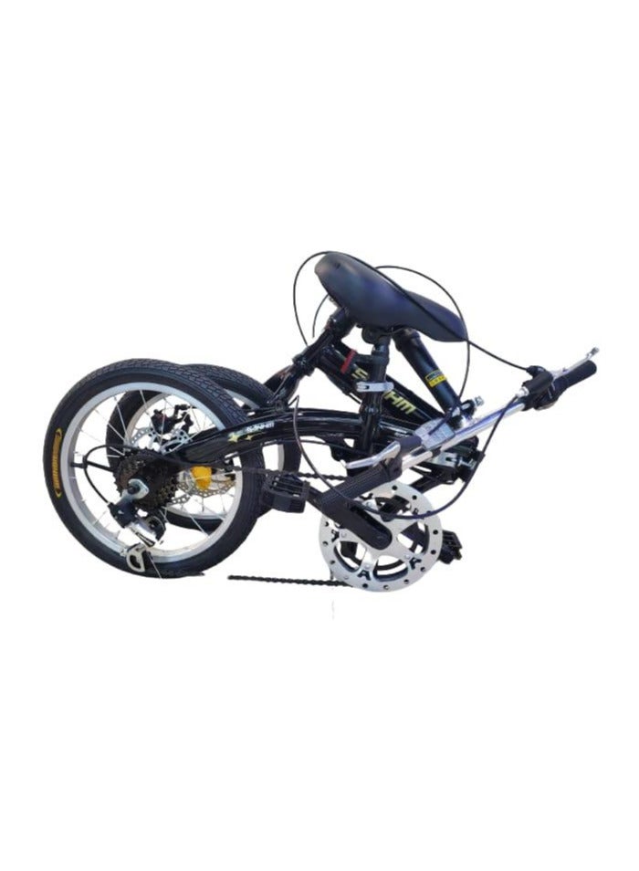 Folding Bike for Men and Women 16 inches Wheel 6 Speed Foldable handlebar Dual disc Brake Spoke Wheel