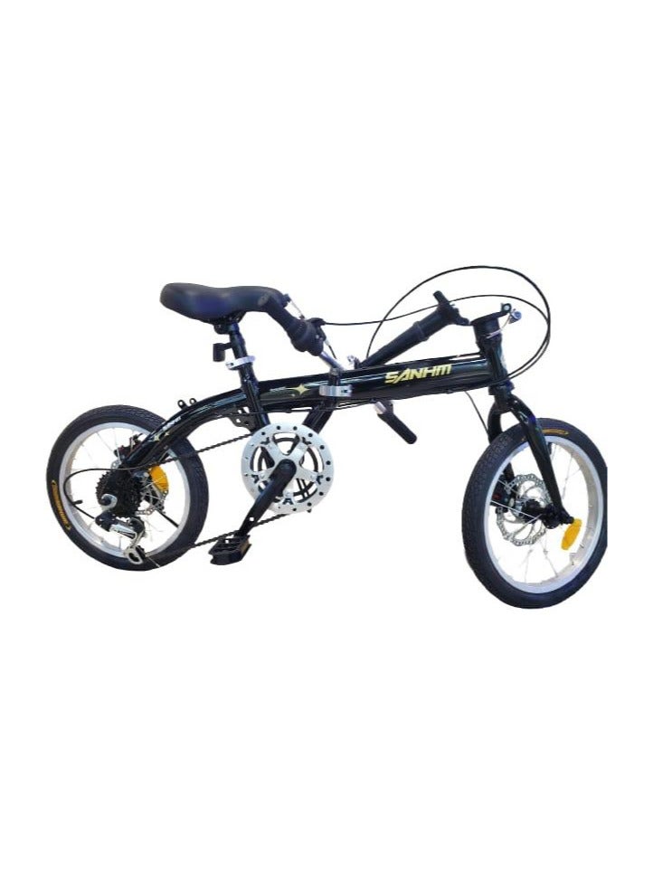 Folding Bike for Men and Women 16 inches Wheel 6 Speed Foldable handlebar Dual disc Brake Spoke Wheel