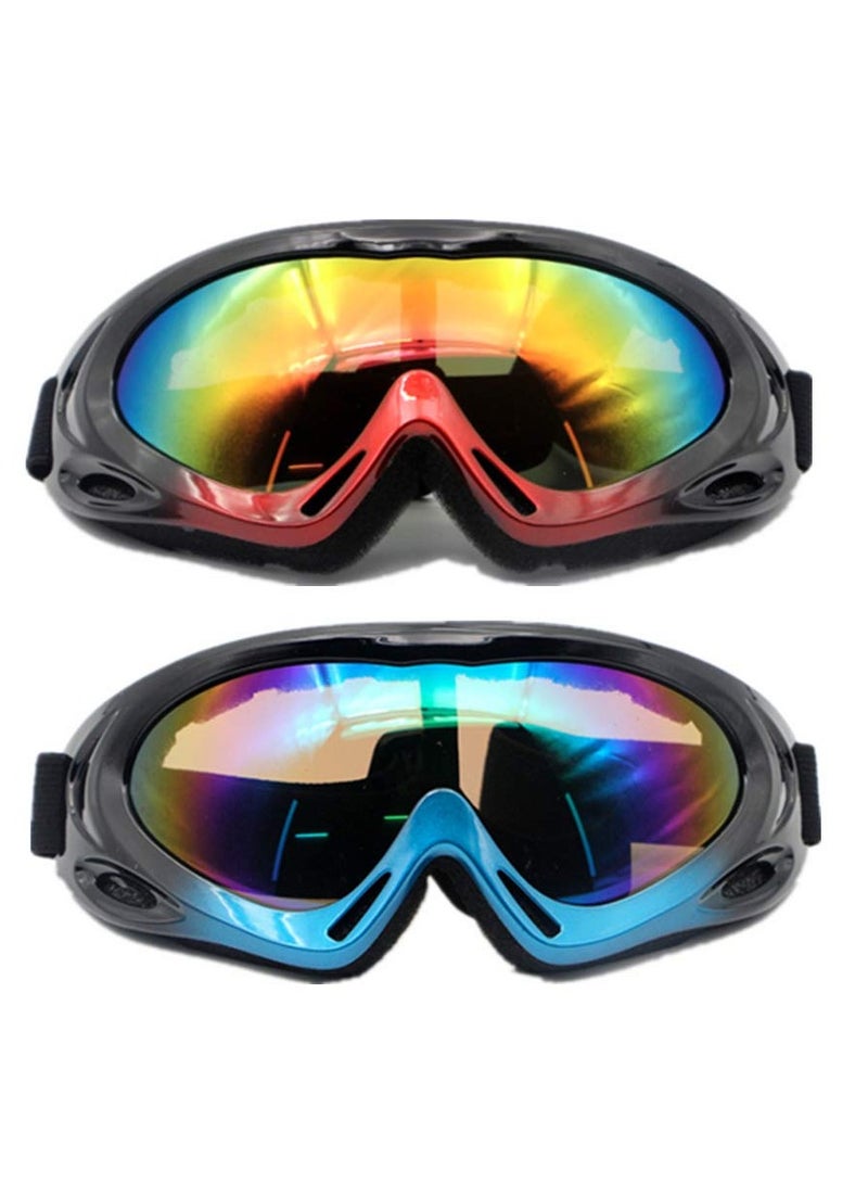 2 PCS Motorcycle Goggles - Dirt Bike ATV Motocross Anti-UV Adjustable Riding Offroad Protective Combat Tactical Military Goggles for Men Women Kids Youth Adult