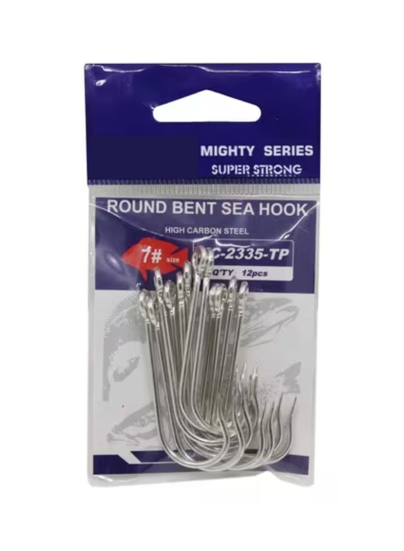 Round Bent Fishing Sea Hook Size 7 12 PCS