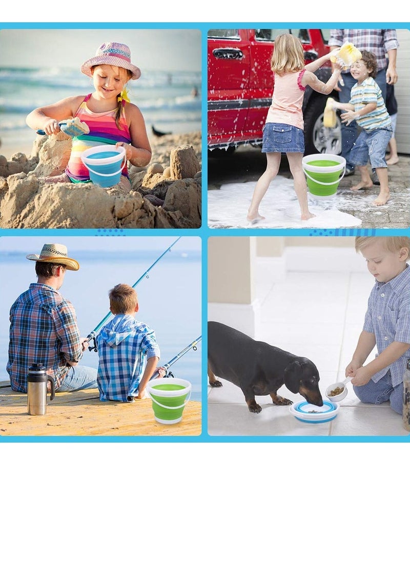 3L Round Foldable Beach Bucket 2PCS Large Silicone Pail Bucket Sand Buckets Collapsible Bucket Sand Beach Toys for Kids Adults Beach Play Camping Gear Water Food Jug Dog Bowls Camping