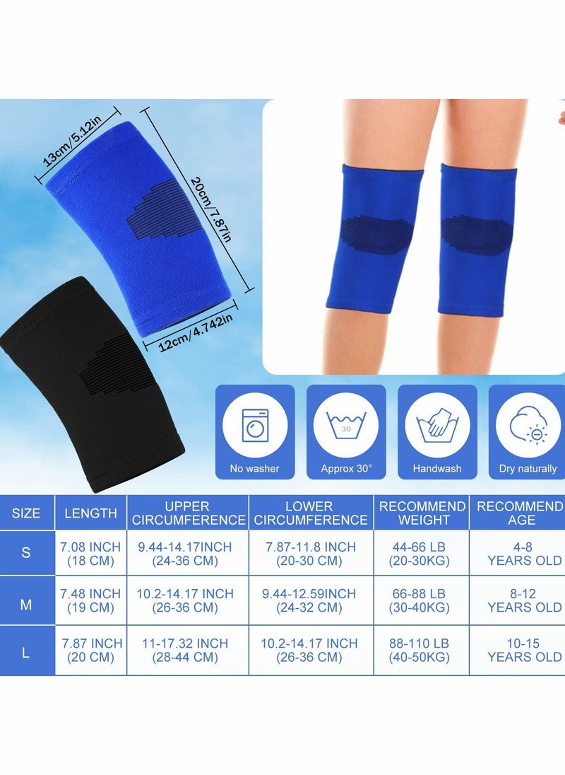 Kids Knee Sleeve Kids Knee Brace Children Knee Support Kids Knee Compression Sleeve Child Knee Pads for Basketball, Volleyball, Sports, Blue and Black (Small) 2 Pairs