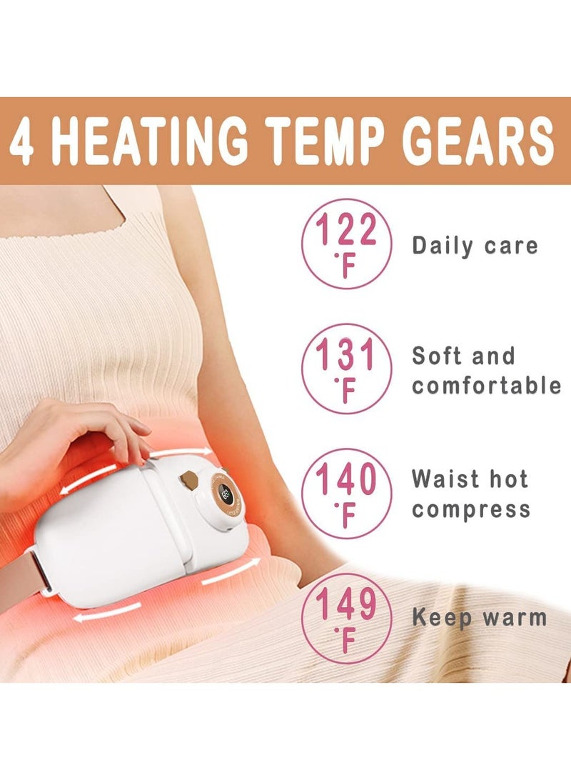 Menstrual Heating Pad for Cramps Portable Wireless Fast 4 Heat Levels and 5 Massage Modes Foldable Massage Belt for Waist Belly Back Pain Relief for Women and Girls