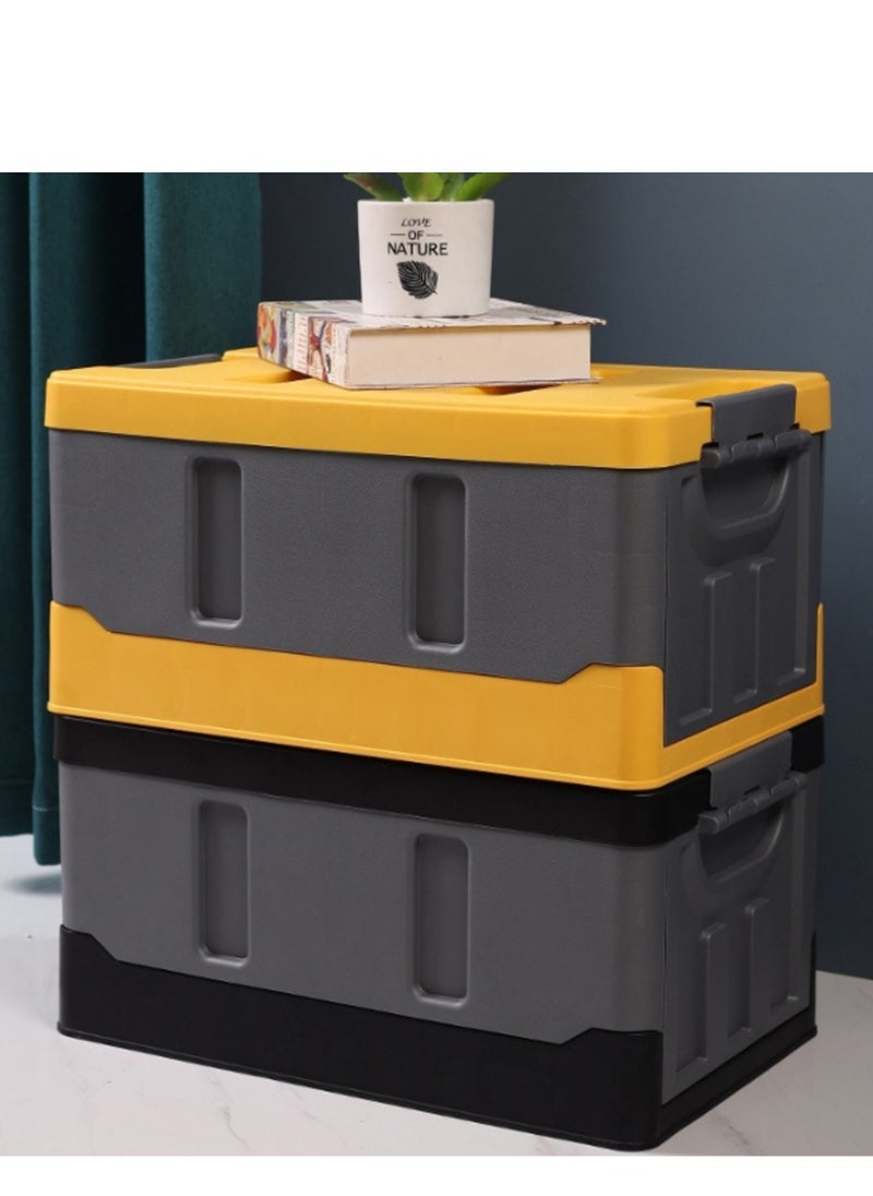 Outdoor Camping Storage Box with Flat Lid 35L Capacity (Yellow & Grey)