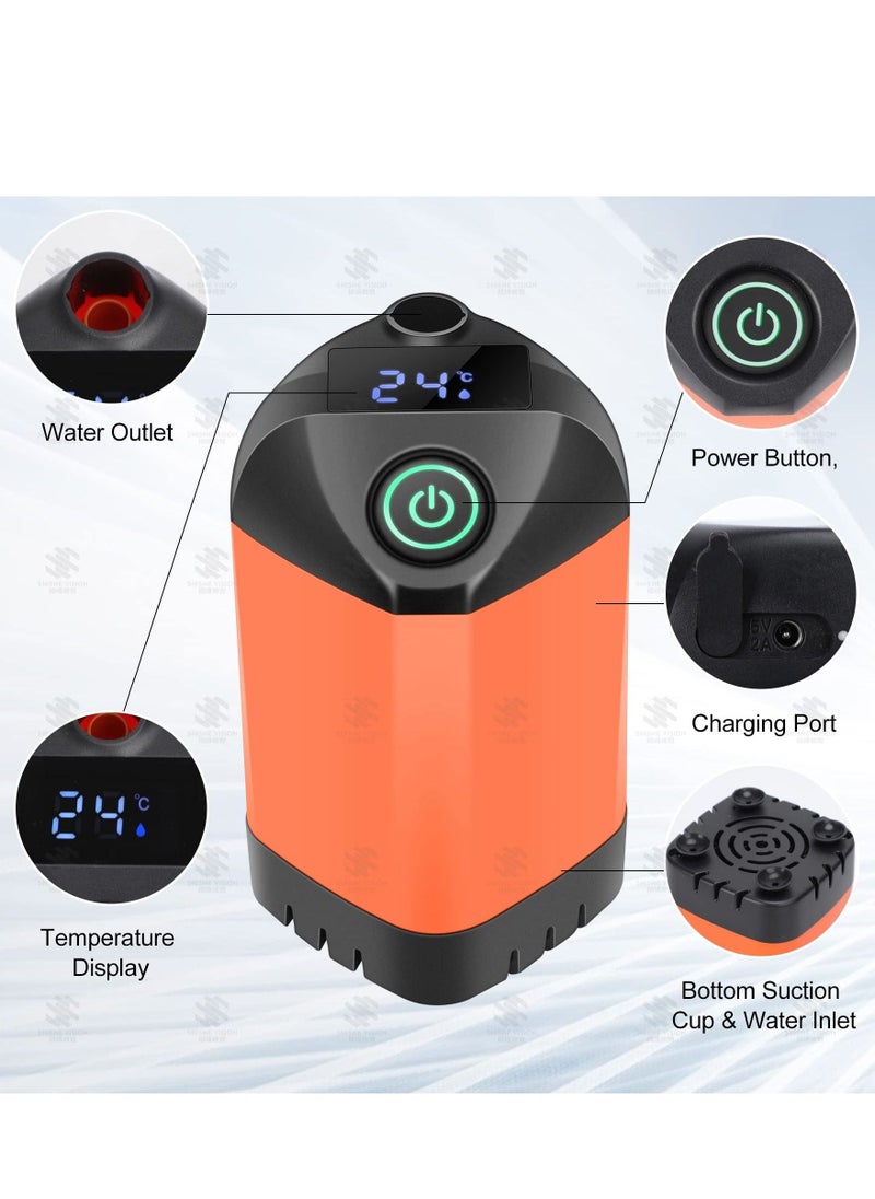 Portable Shower for Camping, Outdoor Camp Shower Pump, Smart LED Temperature Digital Display, 4800mah Battery, Electric Rechargeable Portable Hot Shower for Camping, Hiking, Traveling