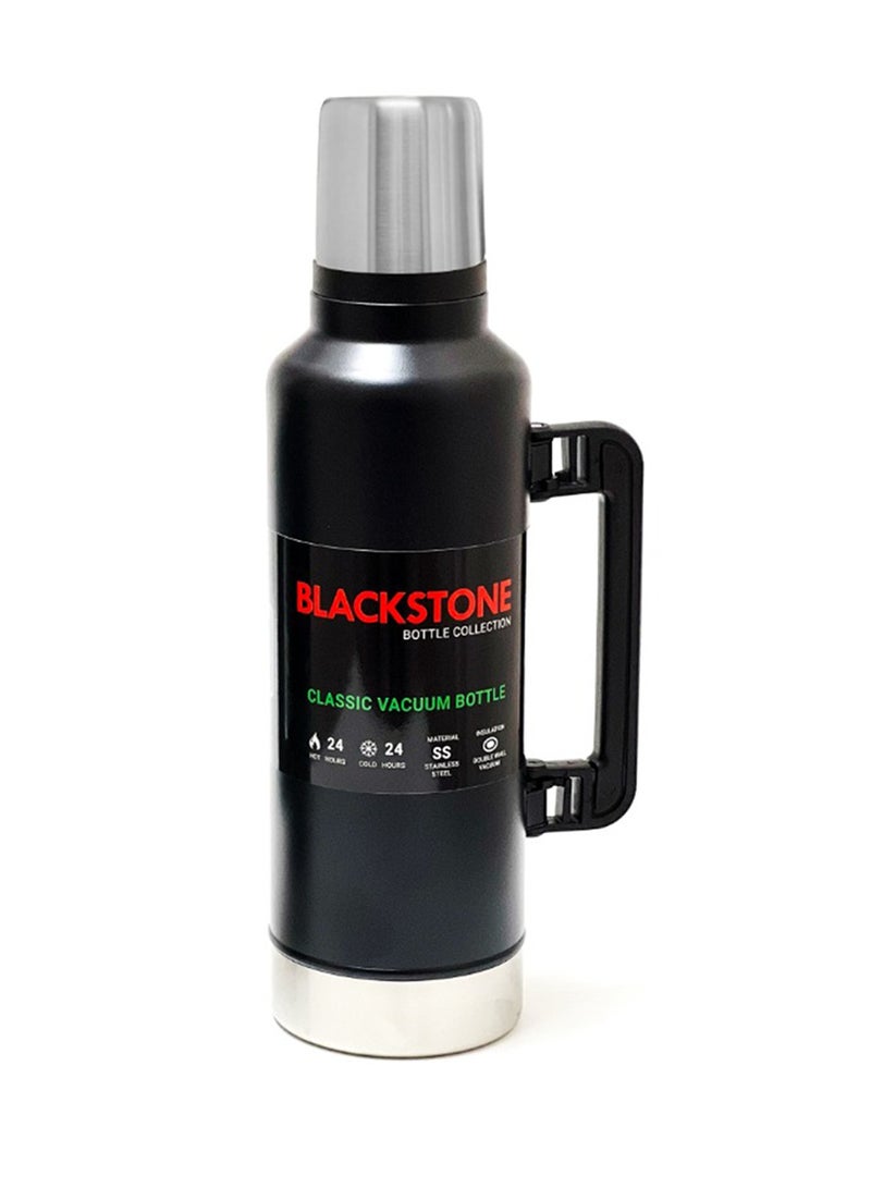 Classic Bottle Stainless Steel Flask Leakproof Lid as Cup with Handle 2.0L Black