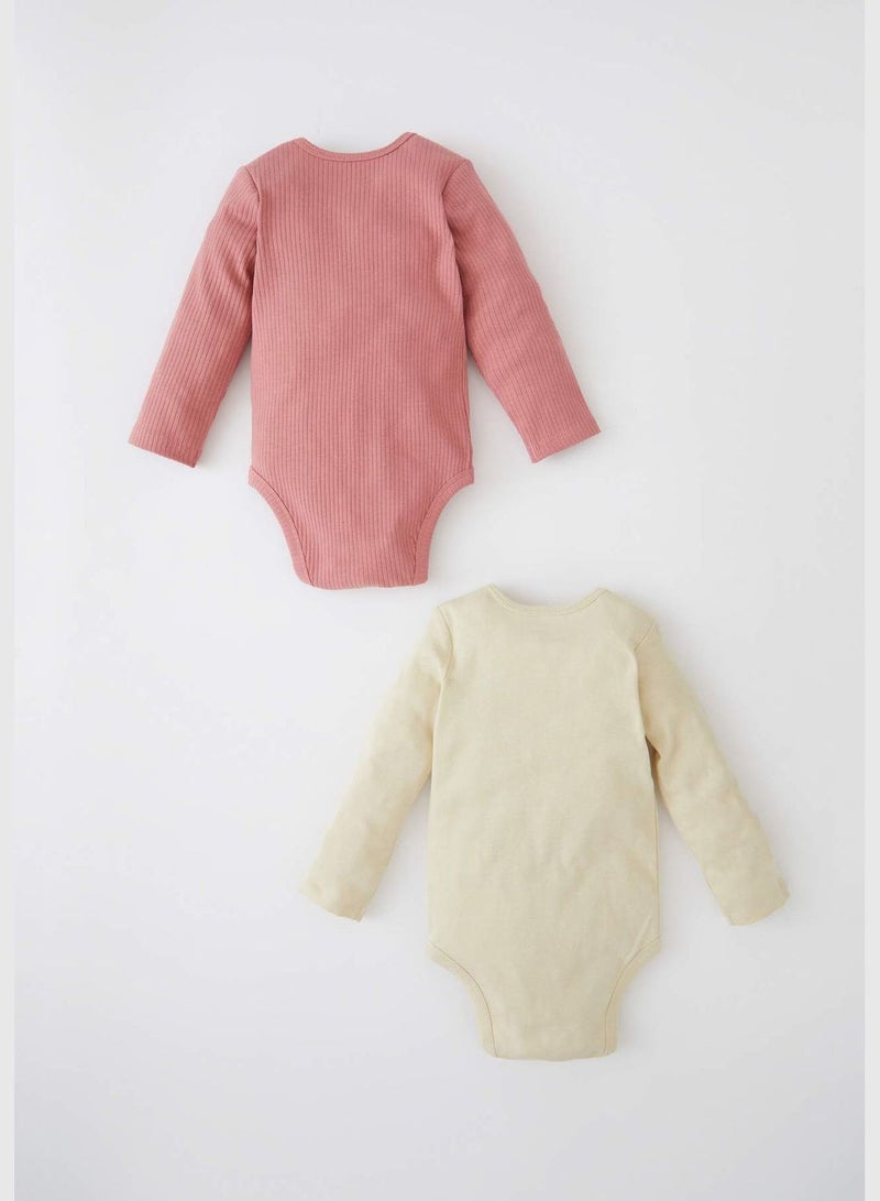 2 Pack BabyGirl Regular Fit Envelope Neck Long Sleeve Snap Body