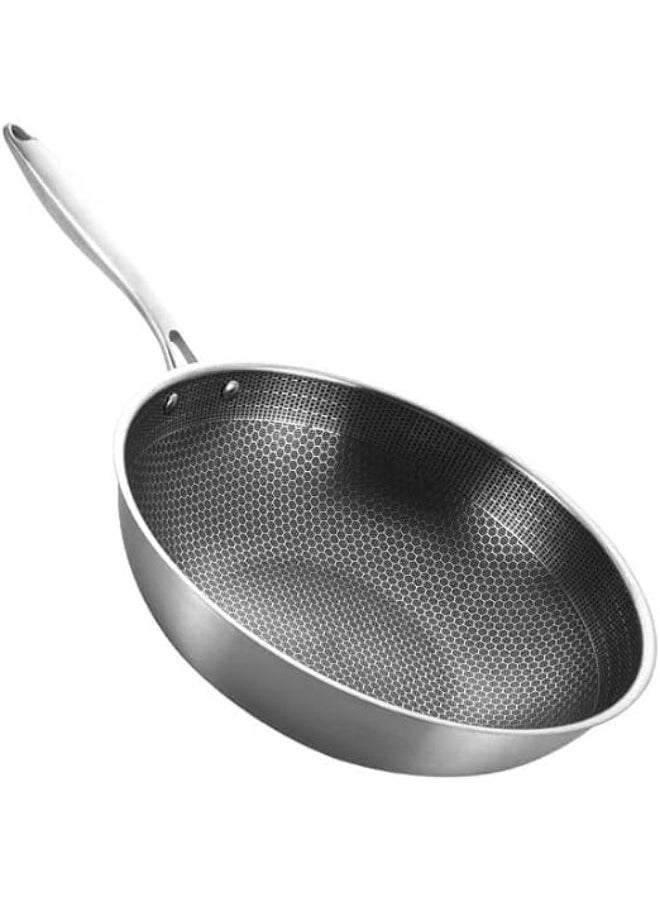 Stainless Steel Stir Fry Pan Set: Nonstick Skillet for Induction & Gas, Chef's Choice Cookware with Honeycomb Surface