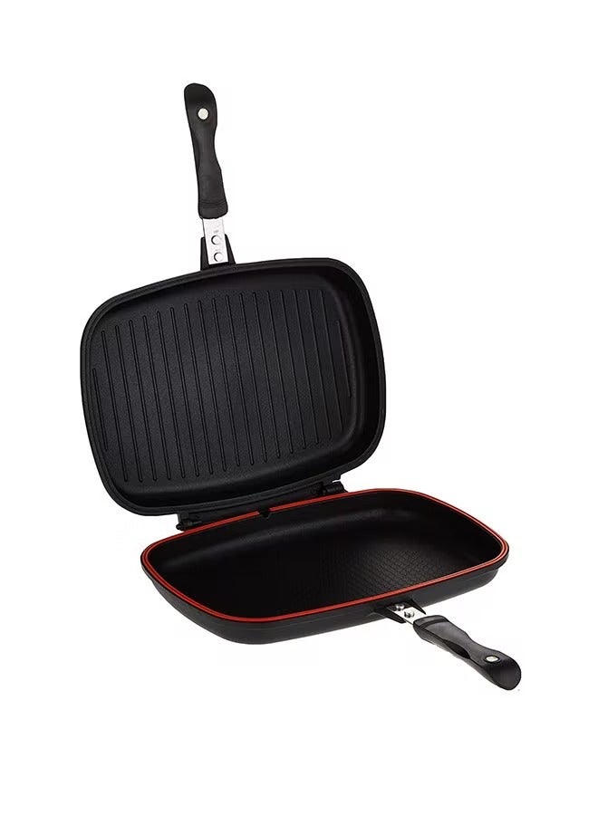 Two Sided Double Grill Pressure Pan Black/Silver/Red 40cm