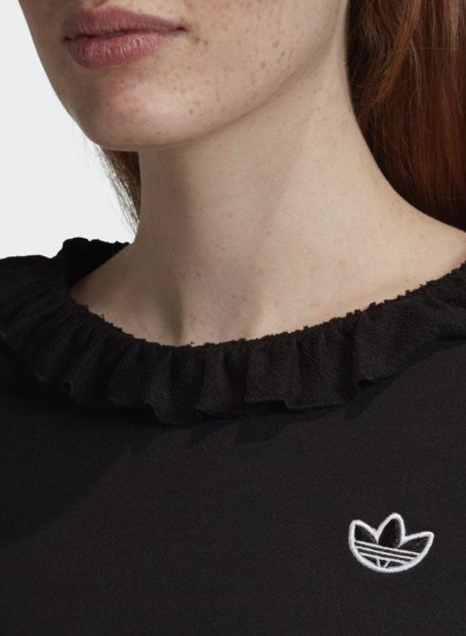 Ruffle Crew Sweatshirt Black