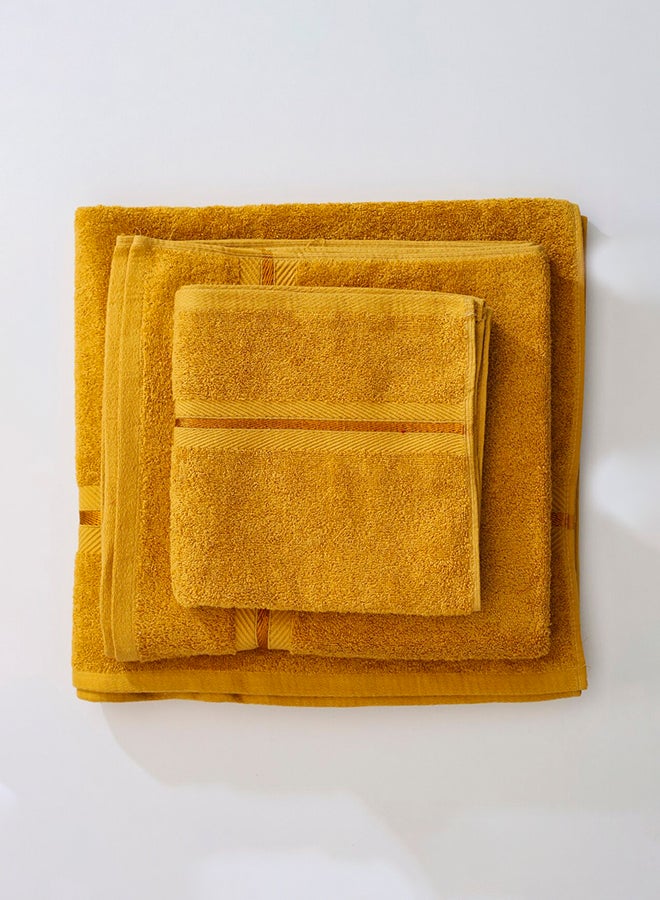 Arams Supreme 3-Piece 100% Combed Cotton 550 GSM Quick Dry Highly Absorbent Thick Soft Hotel Quality For Bath And Spa Bathroom Towel Set  1xBath Sheet (90x180 cm), 1xBath Towel (70x140 cm), 1xHand Towel (50x100 cm) Mustard Color