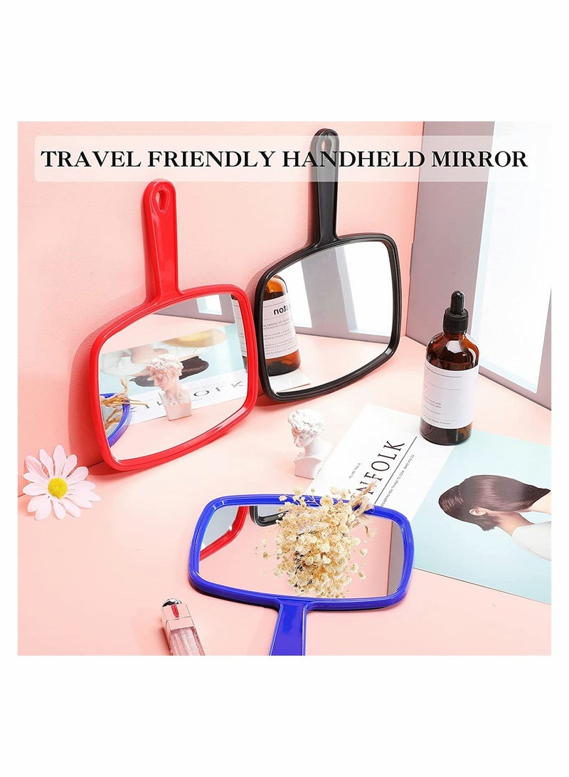 3 Pieces Hand Mirror Handheld Cosmetic Mirror With Handle, Makeup Hand Mirror Hairdressers Paddle Mirror Portable Vanity Mirror For Travel, Home And Salon Use (Random Color)