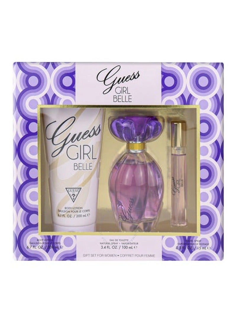 GUESS Girl Belle Eau de Toilette 100 ml + Body Lotion 200 ml+ Mini 15 ml, Gift Set for Women