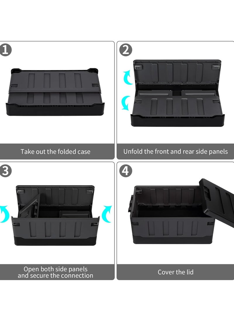 Outdoor Camping Foldable Storage Box with Flat Lid 60L, Large Capacity (Yellow & Grey)