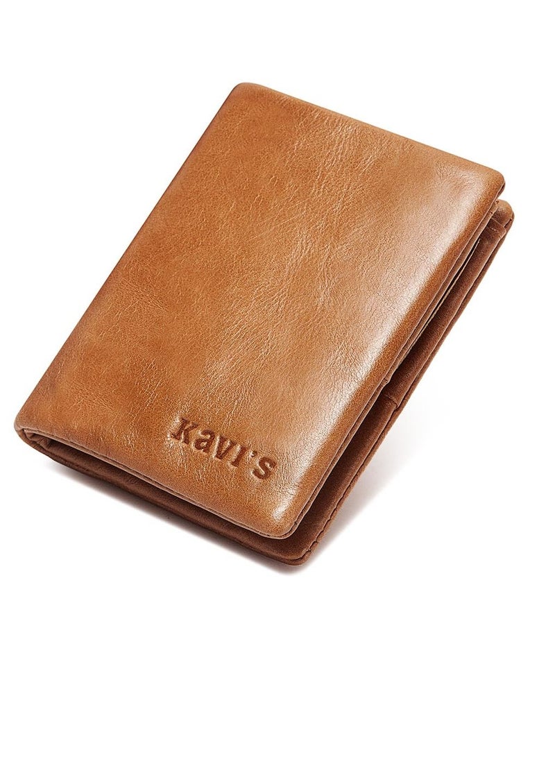 Mini Bifold Leather Wallet for Men Bown Colour