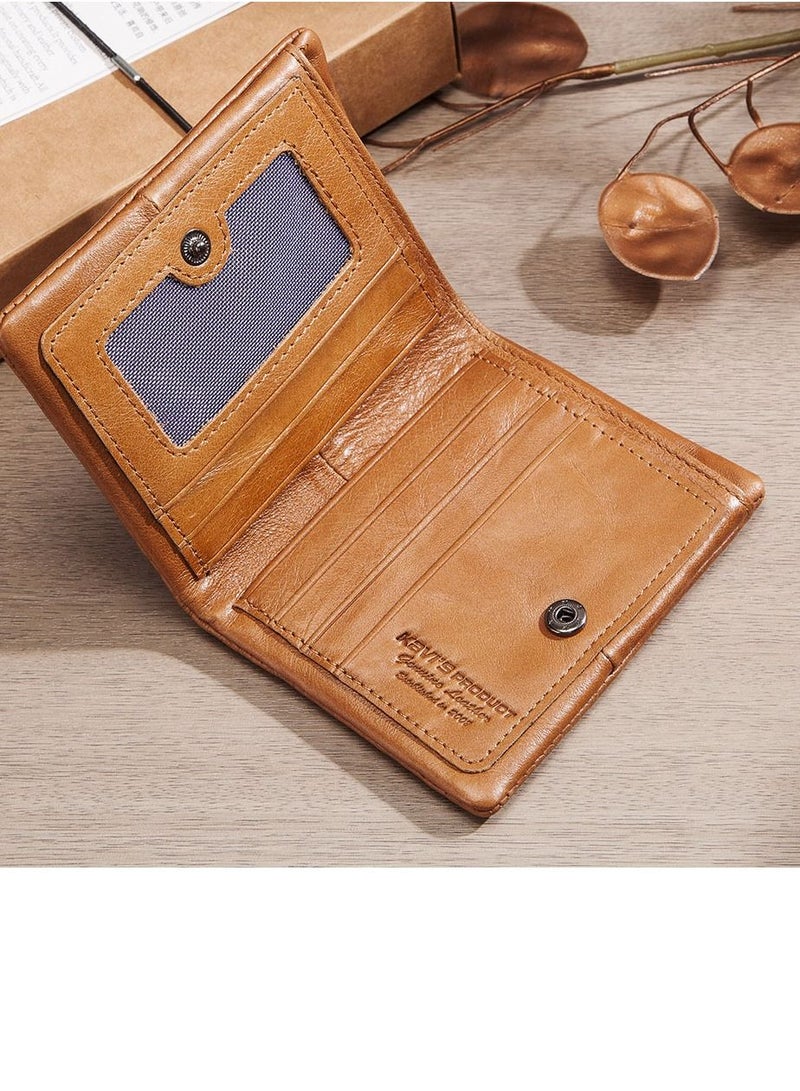 Mini Bifold Leather Wallet for Men Bown Colour