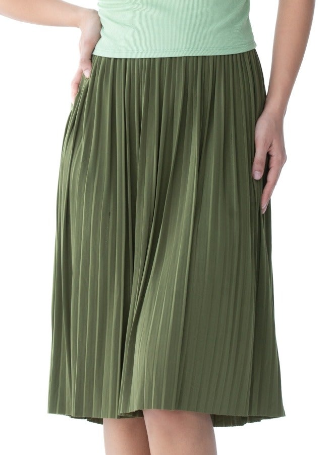 Classic Green Pleated Skirt