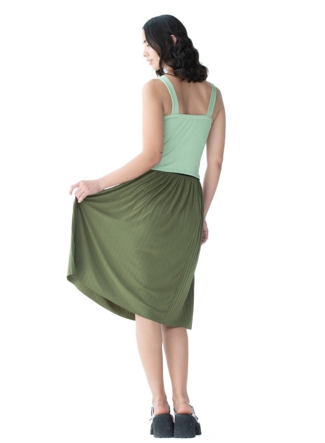 Classic Green Pleated Skirt