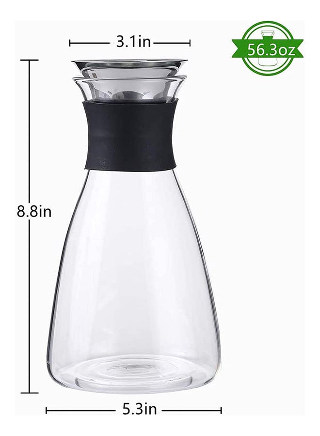 Borosilicate Water Carafe With Stainless Steel Flow Lid 1600 ML