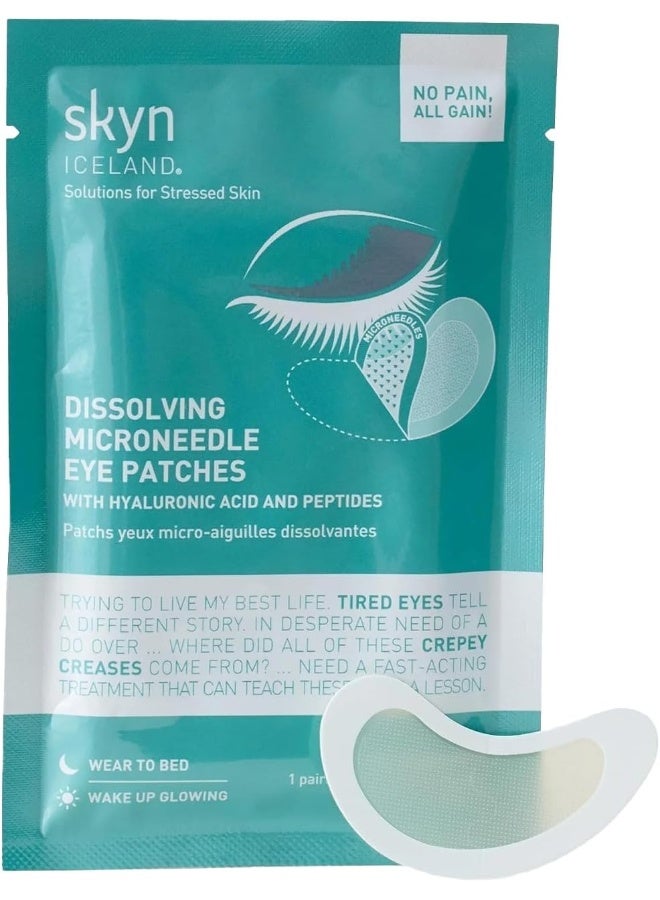 Skyn Iceland Dissolving Microneedle Under Eye Patches With 39% Hyaluronic Acid & Peptides. No Slip Eye Mask To Firm and Reduce Wrinkles & Fine Lines, 1 Pair