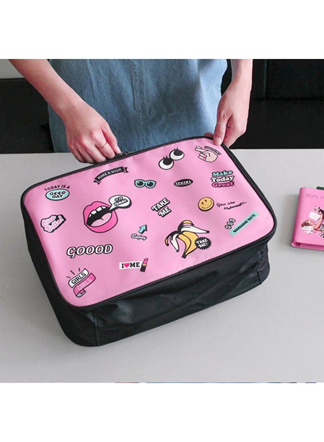 Cartoon Printed Travel Storage Bag Pink