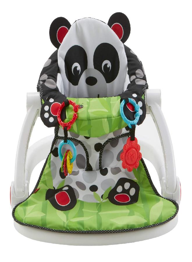Fisher-Price Portable Baby Chair, Sit-Me-Up Floor Seat with Removable Toys Plus Crinkle & Squeaker Seat Pad, Panda Paws,8.27