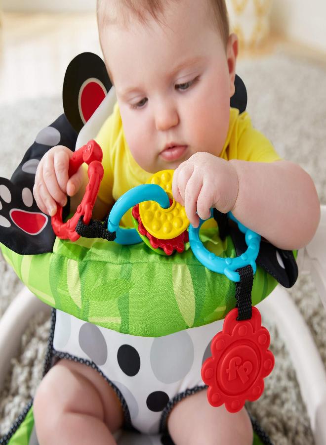 Fisher-Price Portable Baby Chair, Sit-Me-Up Floor Seat with Removable Toys Plus Crinkle & Squeaker Seat Pad, Panda Paws,8.27