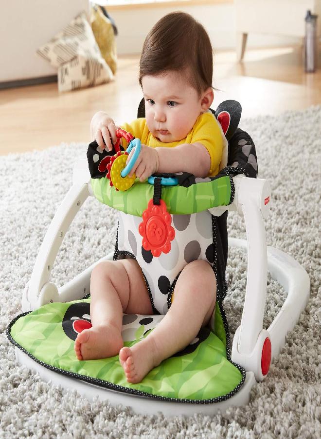 Fisher-Price Portable Baby Chair, Sit-Me-Up Floor Seat with Removable Toys Plus Crinkle & Squeaker Seat Pad, Panda Paws,8.27