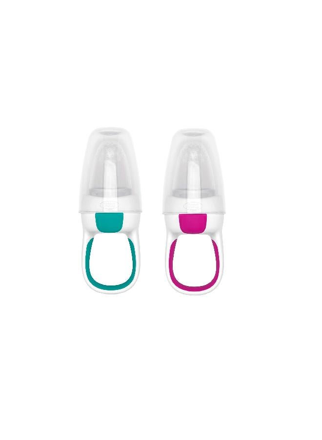 OXO Tot Silicone Self-Feeder 2 Pack Teal/Pink