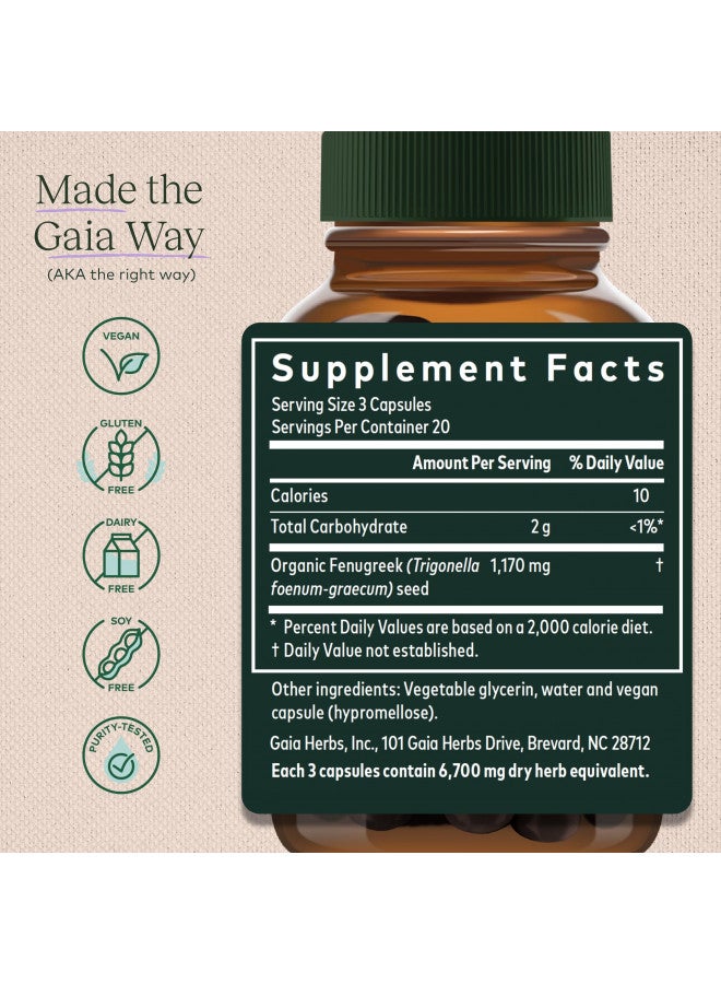 Gaia Herbs Fenugreek Seed - Helps Support Healthy Lactation and  - Made with Organic Fenugreek Seeds - 60 Vegan Liquid Phyto-Capsules (Up to 15-Day Supply)