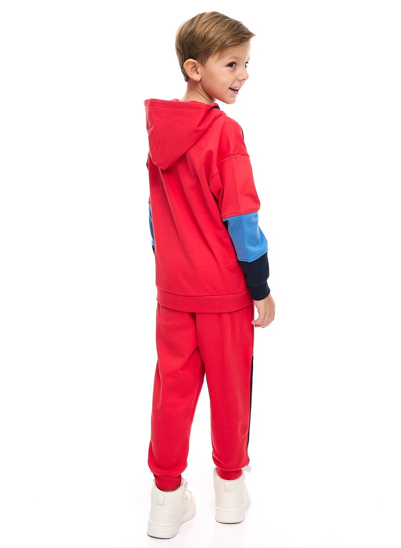 Boys 2-Piece Set (2-8yrs) Red/Blue/Navy cut & sew Hoodie and Jogger Set