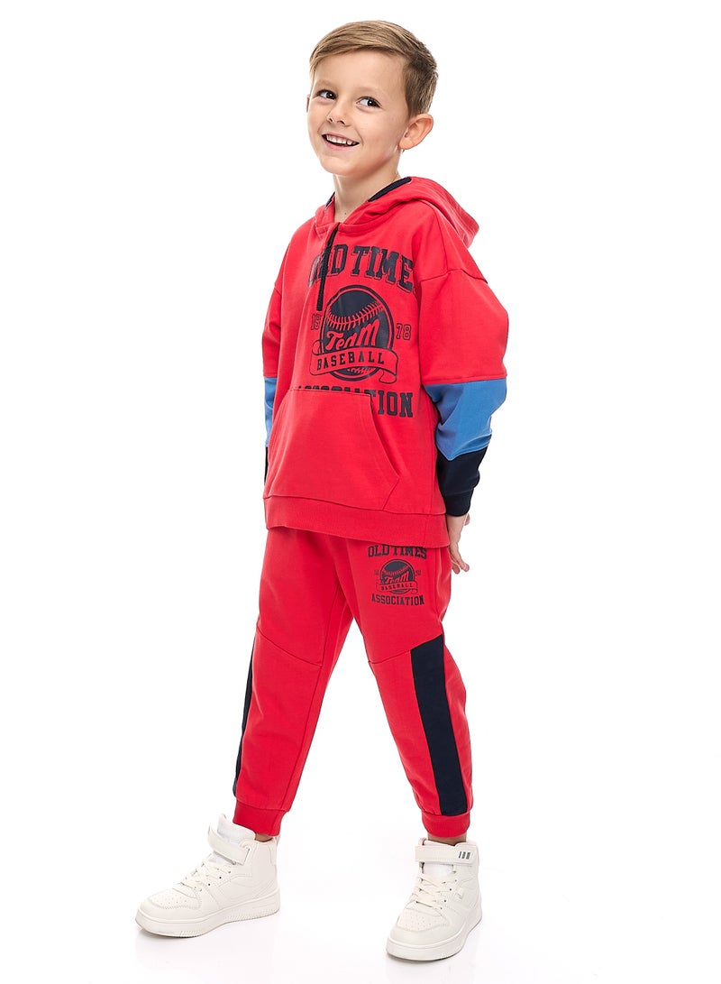 Boys 2-Piece Set (2-8yrs) Red/Blue/Navy cut & sew Hoodie and Jogger Set