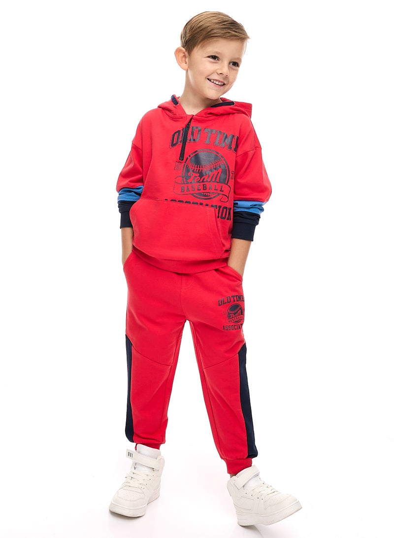 Boys 2-Piece Set (2-8yrs) Red/Blue/Navy cut & sew Hoodie and Jogger Set