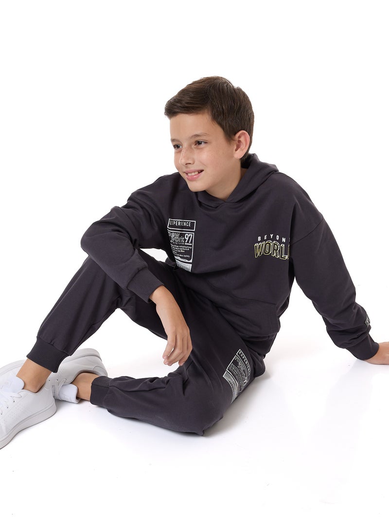 Boys' 2-Piece Hoodie and Jogger Set (8-14 yrs) Dark Grey