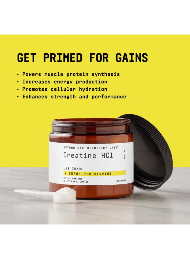 BEYOND RAW Chemistry Labs Creatine HCl Powder | Improves Muscle Performance | 120 Servings