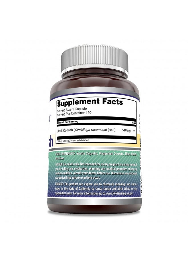 Amazing Formulas Black Cohosh 540 Mg Per Serving 120 Capsules Supplement | Non Gmo | Gluten Free | Made In Usa