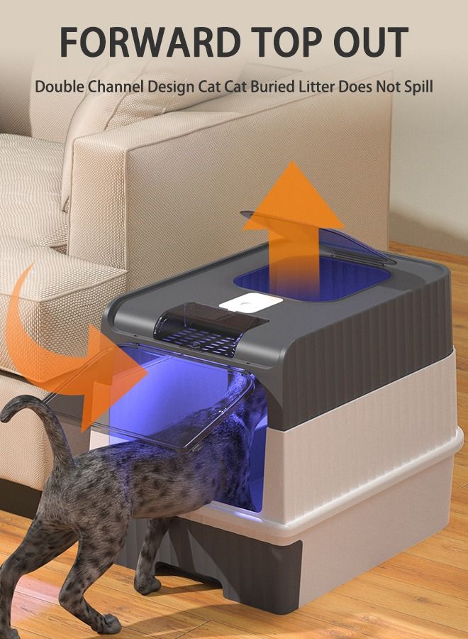 Cat Litter Box Extra Large Drawer Type Rechargeable Sterilisation and Odour Proof Pet Fully Enclosed Cat Litter Box Black