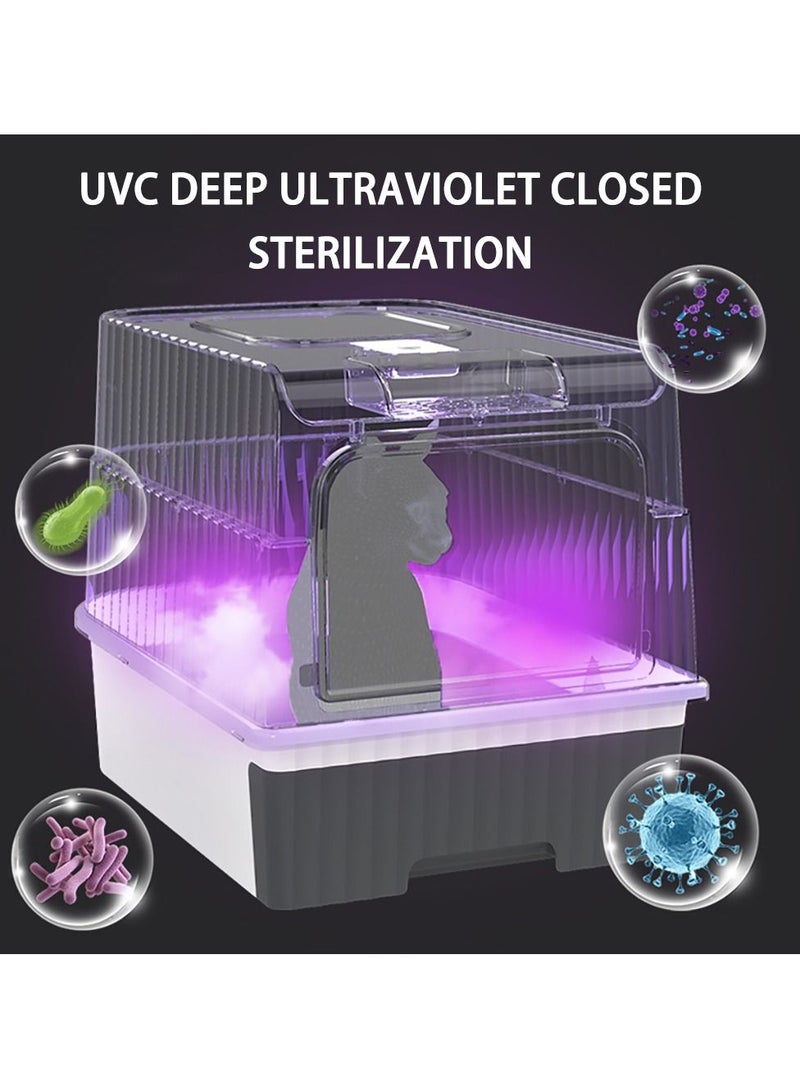 Cat Litter Box Extra Large Drawer Type Rechargeable Sterilisation and Odour Proof Pet Fully Enclosed Cat Litter Box Black