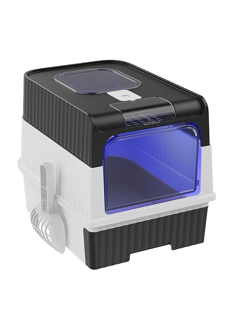 Cat Litter Box Extra Large Drawer Type Rechargeable Sterilisation and Odour Proof Pet Fully Enclosed Cat Litter Box Black
