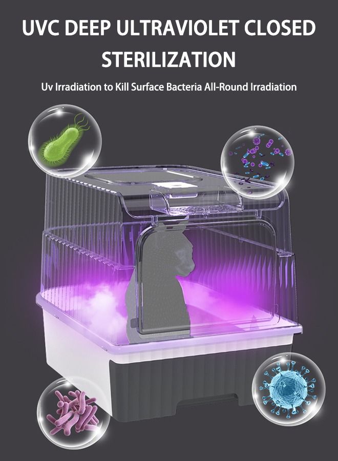 Cat Litter Box Extra Large Drawer Type Rechargeable Sterilisation and Odour Proof Pet Fully Enclosed Cat Litter Box Black