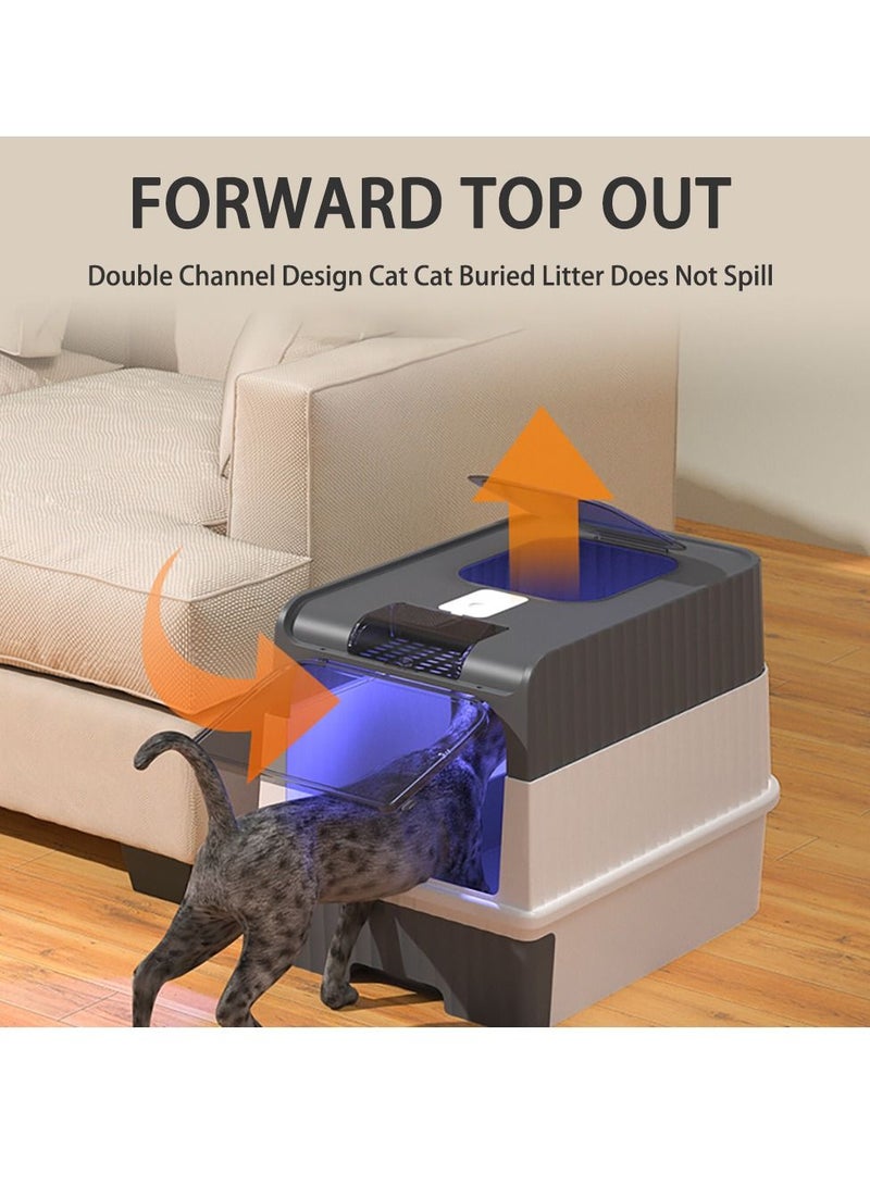 Cat Litter Box Extra Large Drawer Type Rechargeable Sterilisation and Odour Proof Pet Fully Enclosed Cat Litter Box Black