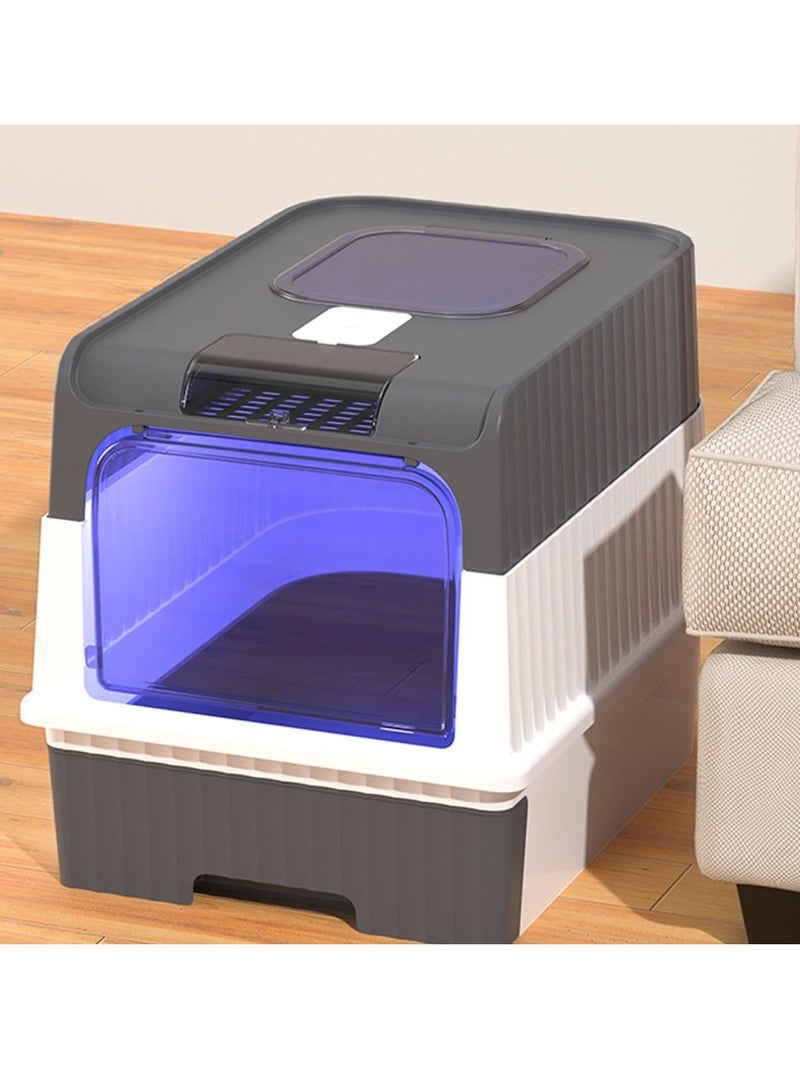 Cat Litter Box Extra Large Drawer Type Rechargeable Sterilisation and Odour Proof Pet Fully Enclosed Cat Litter Box Black