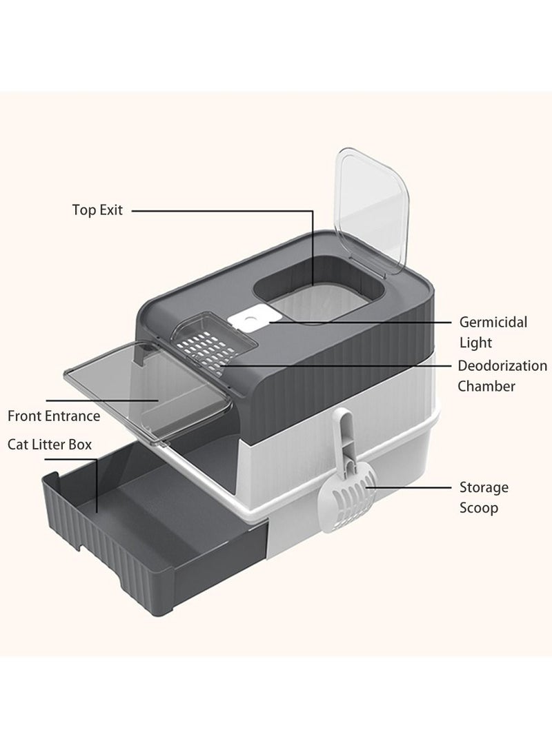 Cat Litter Box Extra Large Drawer Type Rechargeable Sterilisation and Odour Proof Pet Fully Enclosed Cat Litter Box Black
