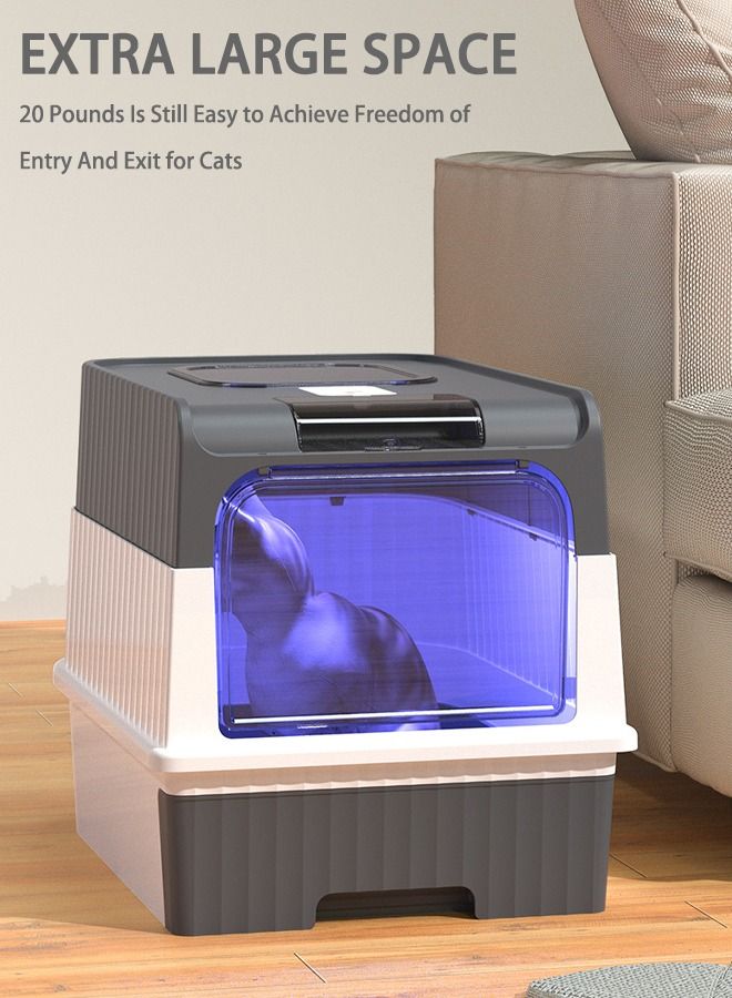 Cat Litter Box Extra Large Drawer Type Rechargeable Sterilisation and Odour Proof Pet Fully Enclosed Cat Litter Box Black